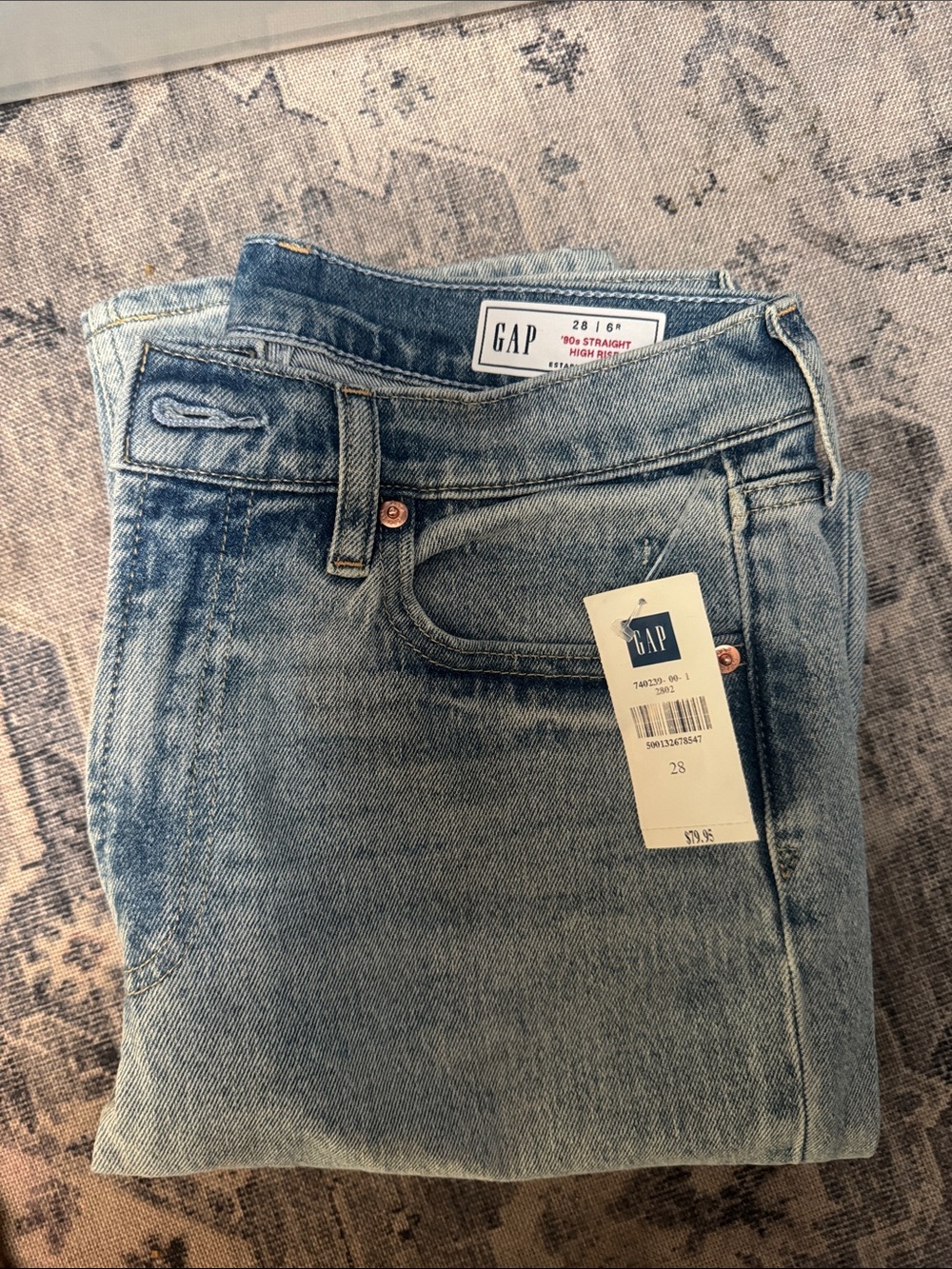 GAP 90’s straight denim Light Blue High Rise Straight Jeans 28 r
